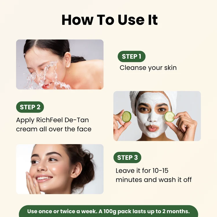 Richfeel De-Tan Tan Removal Cream, 100gms - Image 9